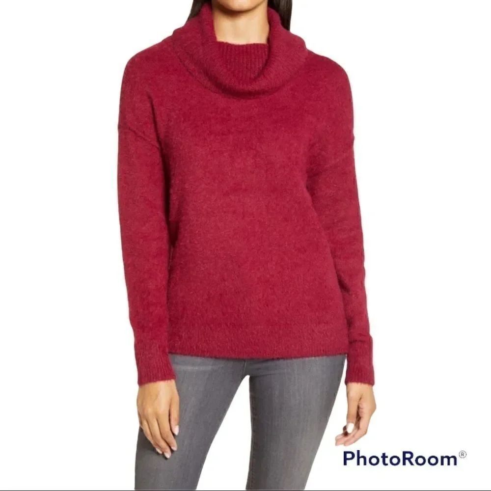 Caslon Burgundy beet turtleneck sweater NWT S